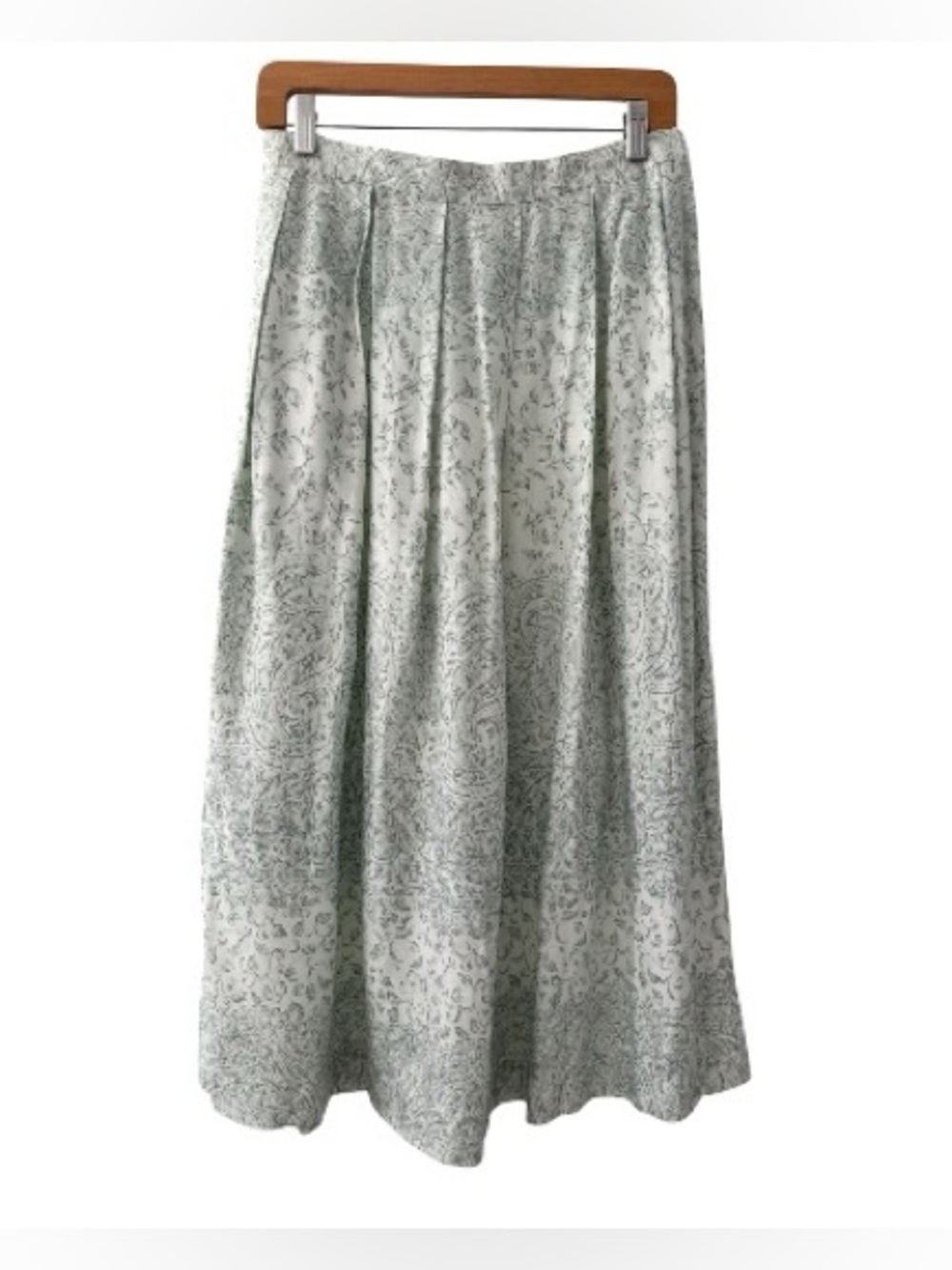 NEW Koret Sage Green Floral Maxi Vintage Traditional Pleated Skirt Size 8